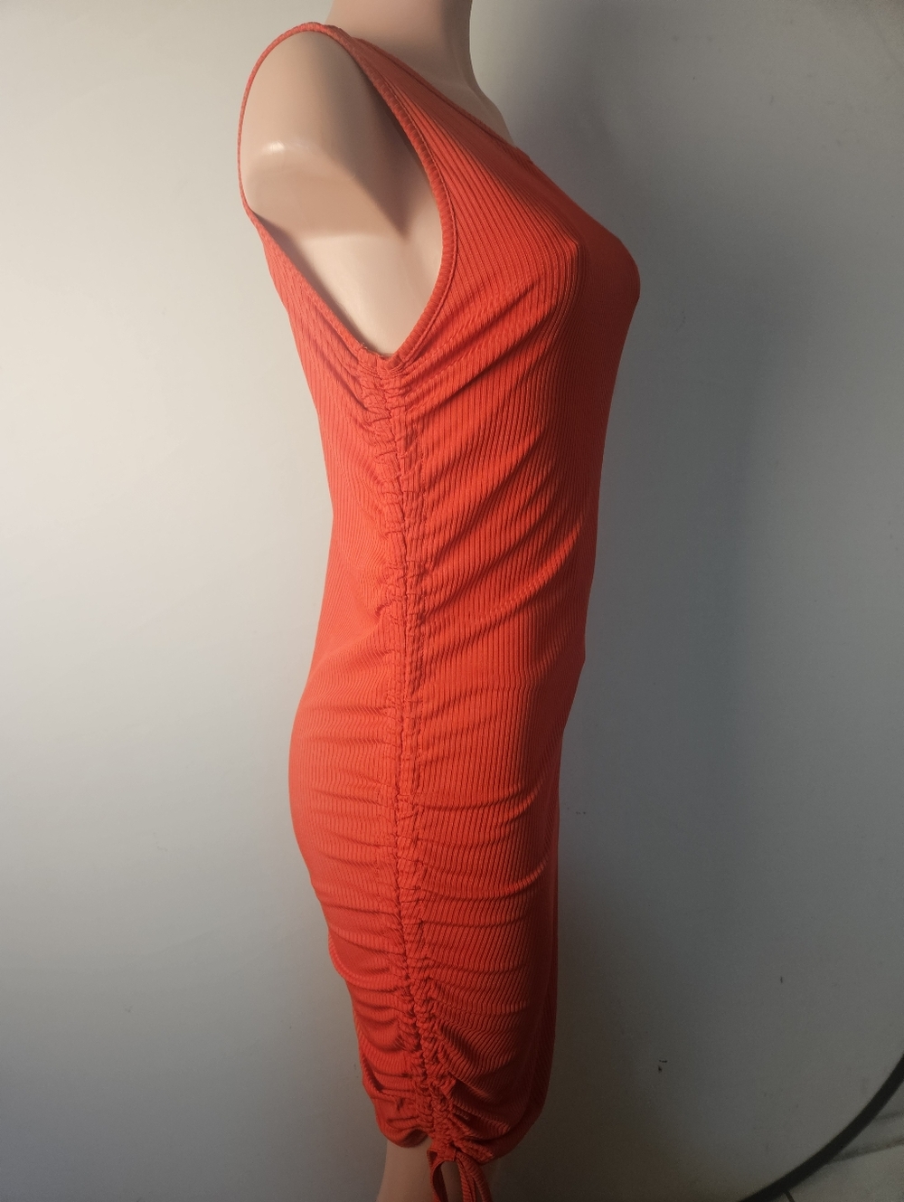 SHEIN Ribbed Sleeveless Bodycon Dress in Orange